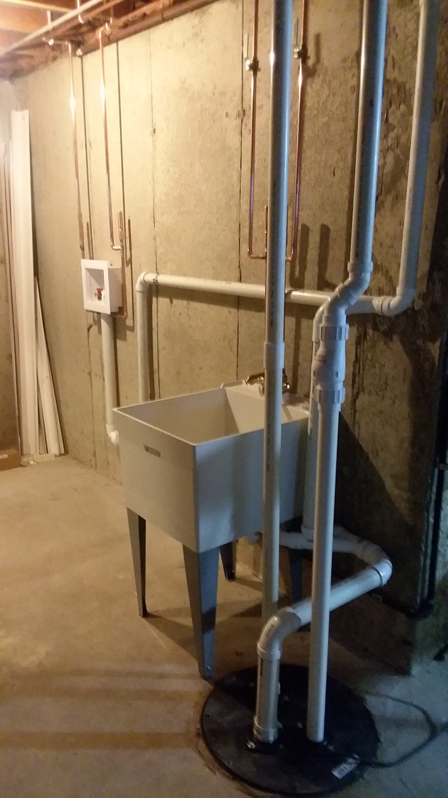 Basement sink installation